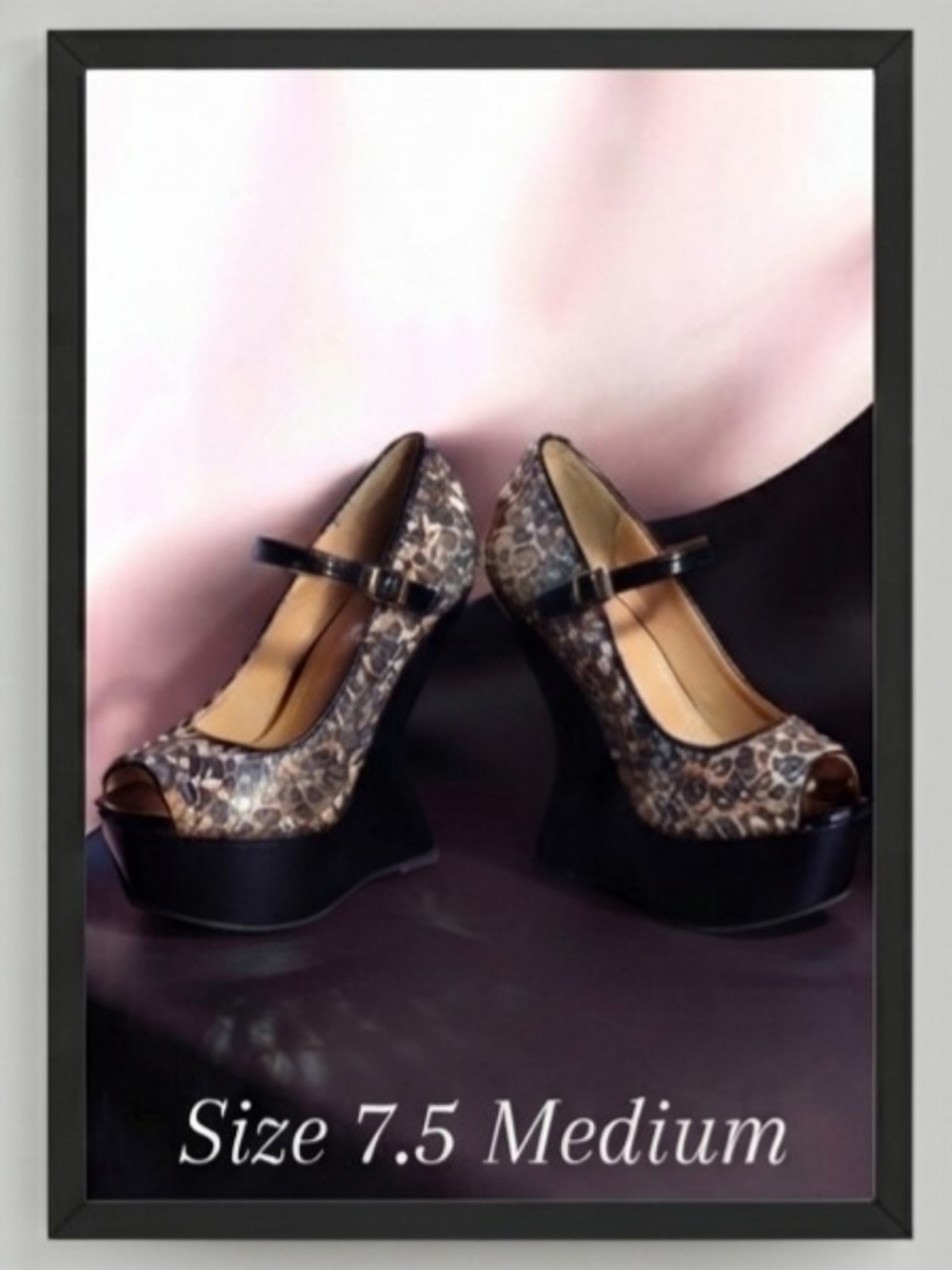 Chinese Laundry "China Doll" Sequin Leopard Wedge Platforms - Size 7.5M  **
